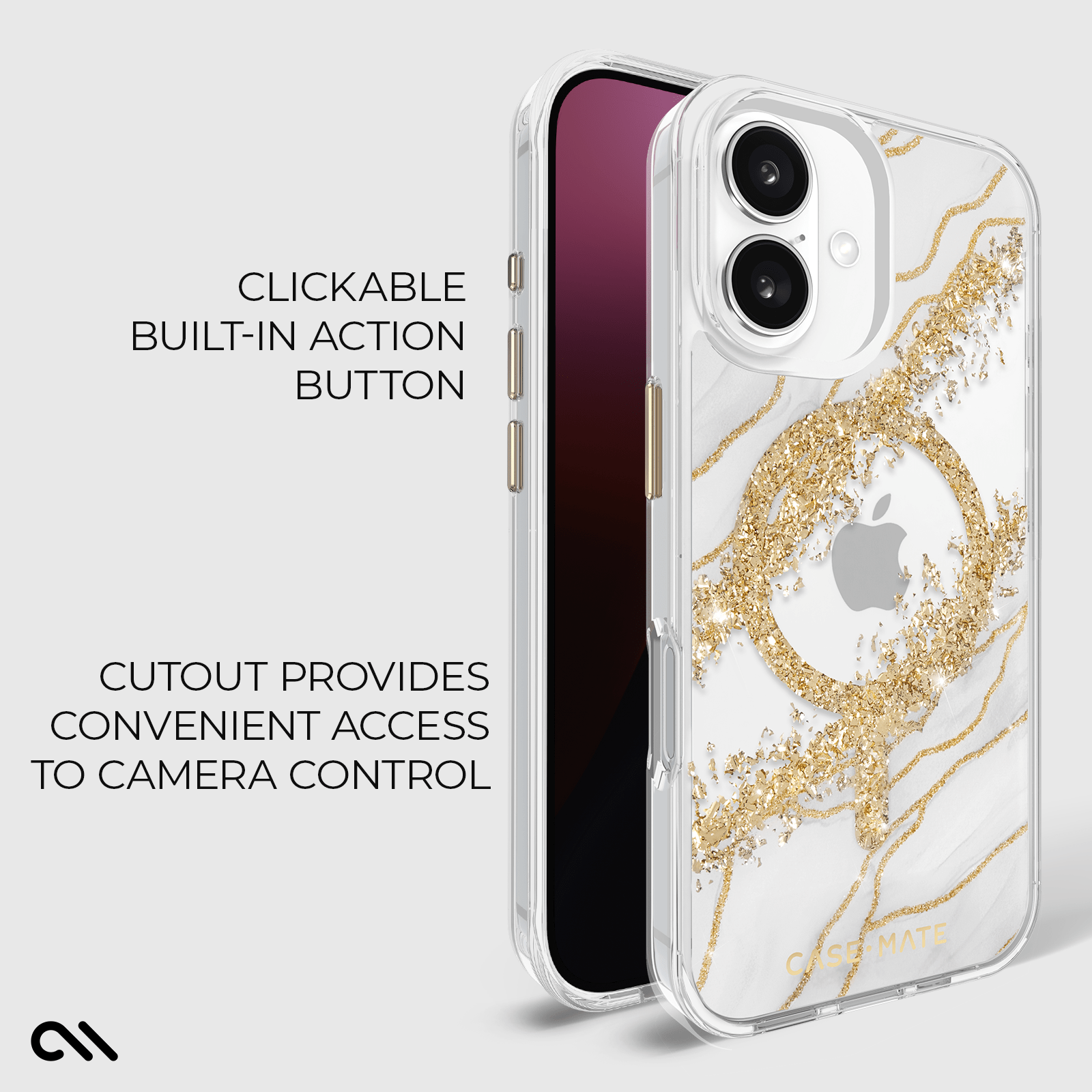 CASE-MATE Phone Cases Karat Granite MagSafe coque iPhone 16 granite protection antichute