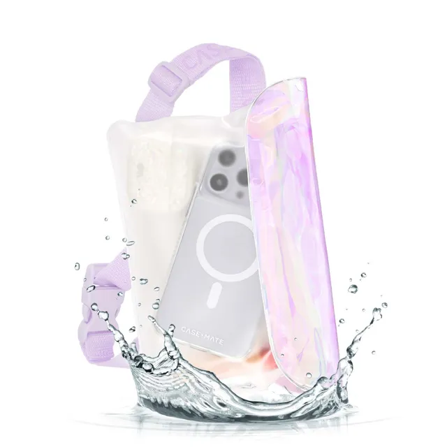 CASE-MATE Pouches Waterproof Phone Belt Bag pochette téléphone irisée Ballet Pink Bow