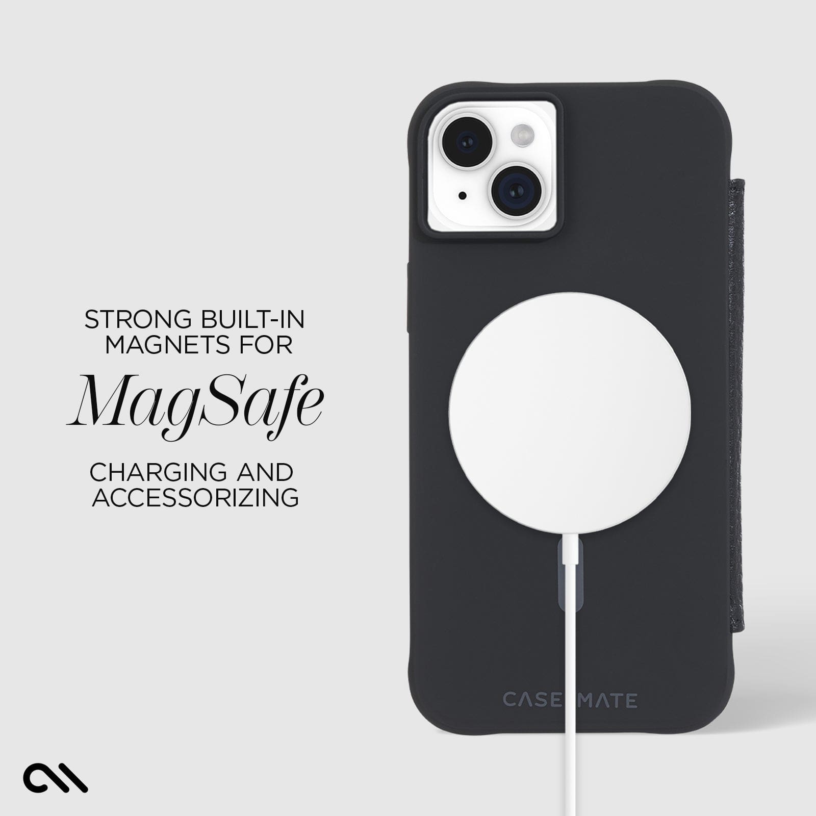 CASE-MATE Wallet Folio MagSafe coque portefeuille iPhone 15 Plus noire