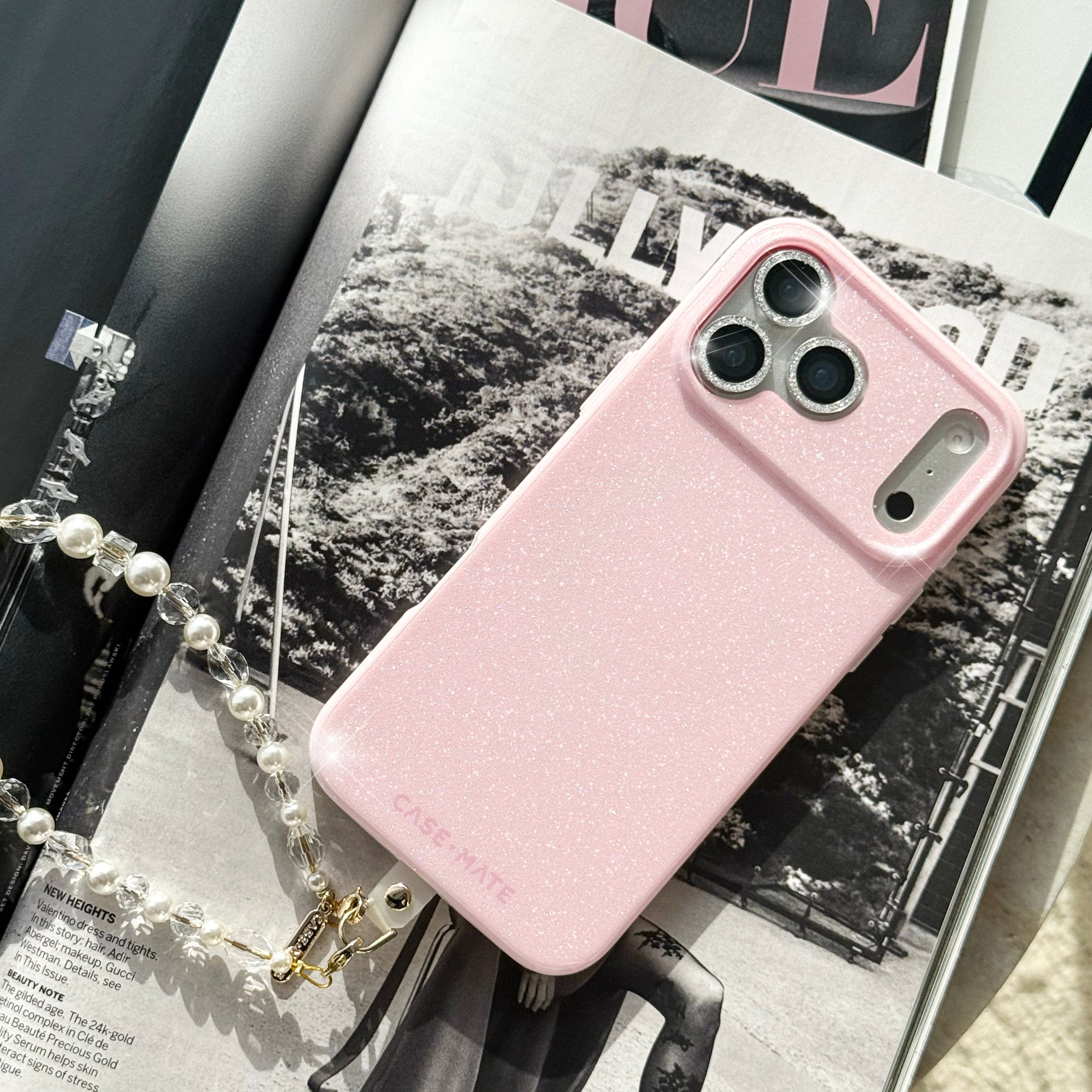 CASE-MATE Phone Cases Ballet Pink Twinkle MagSafe coque iPhone 17 Pro Max rose pailleté