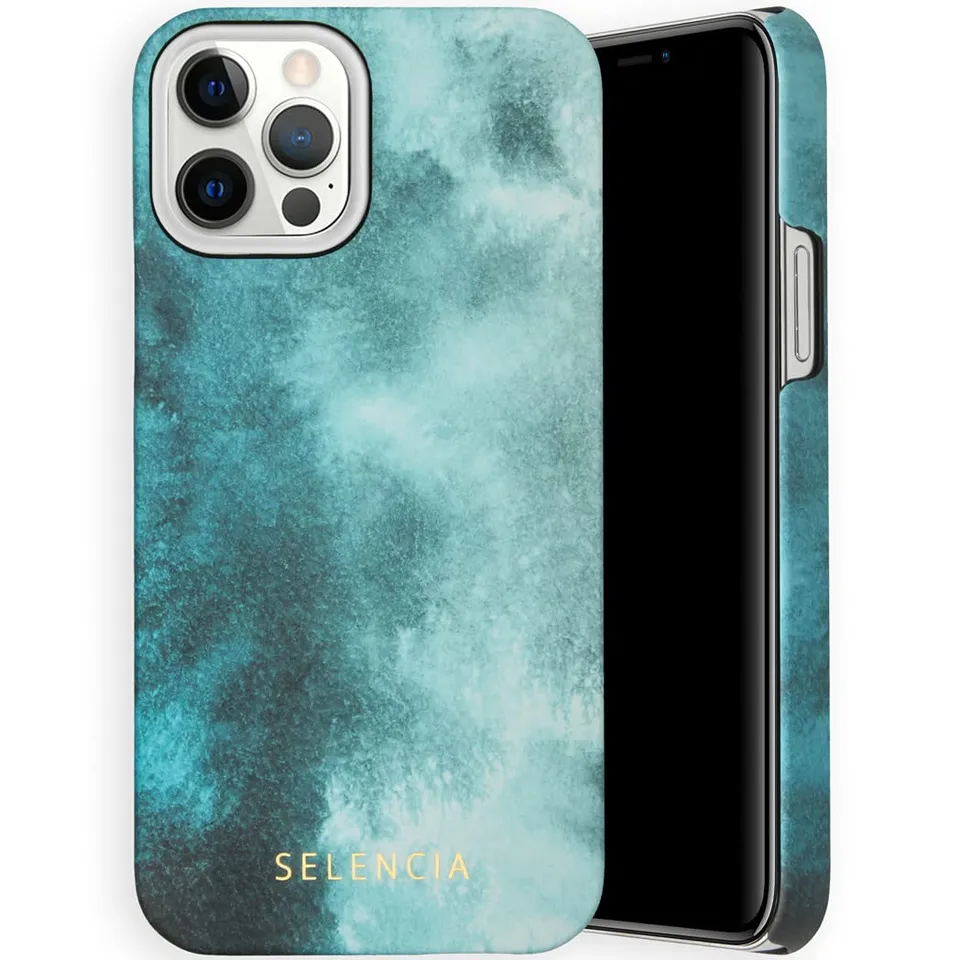 Selencia Maya coque arrière iPhone 12 et 12 Pro bleu air, Qi