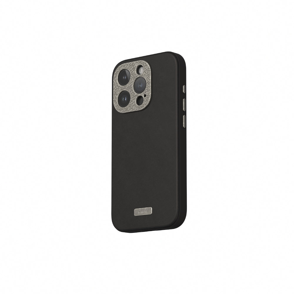 MOSHI Cases Napa Hardshell Case MagSafe coque iPhone 15 Pro Max noire en cuir végétal
