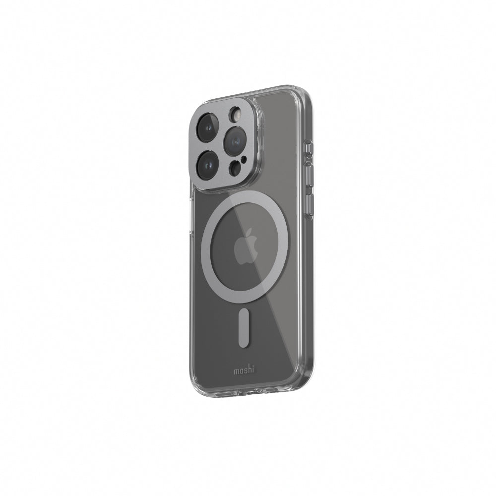 Moshi Cases iGlaze Clear Hardshell Case MagSafe coque iPhone 15 Pro Max Luna Silver