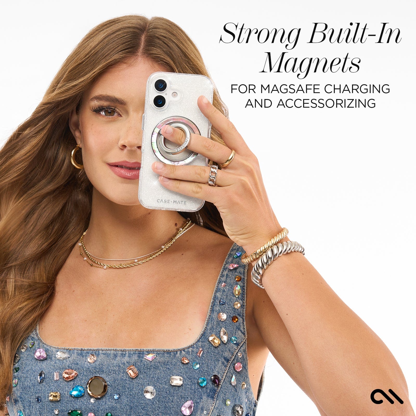 CASE-MATE Sheer Twinkle Silver MagSafe coque iPhone 17 argentée