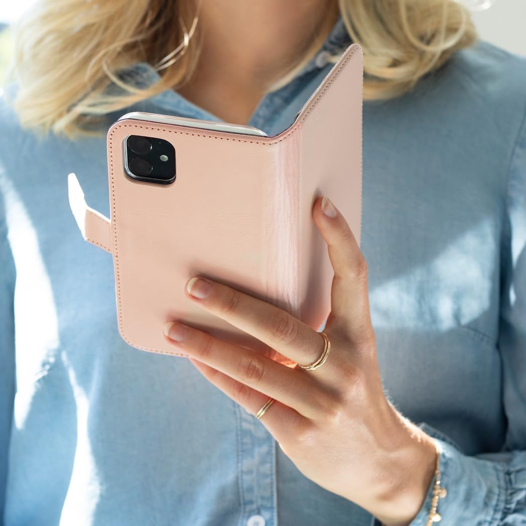 SELENCIA Étui à rabat Era cuir iPhone 12 rose, 3 fentes cartes