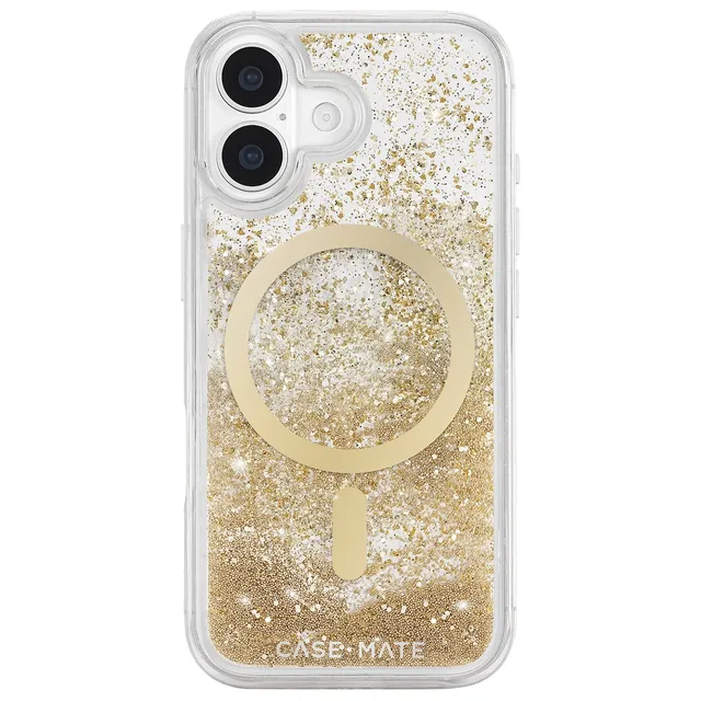 CASE-MATE Waterfall Gold MagSafe iPhone 17 coque dorée pailletée