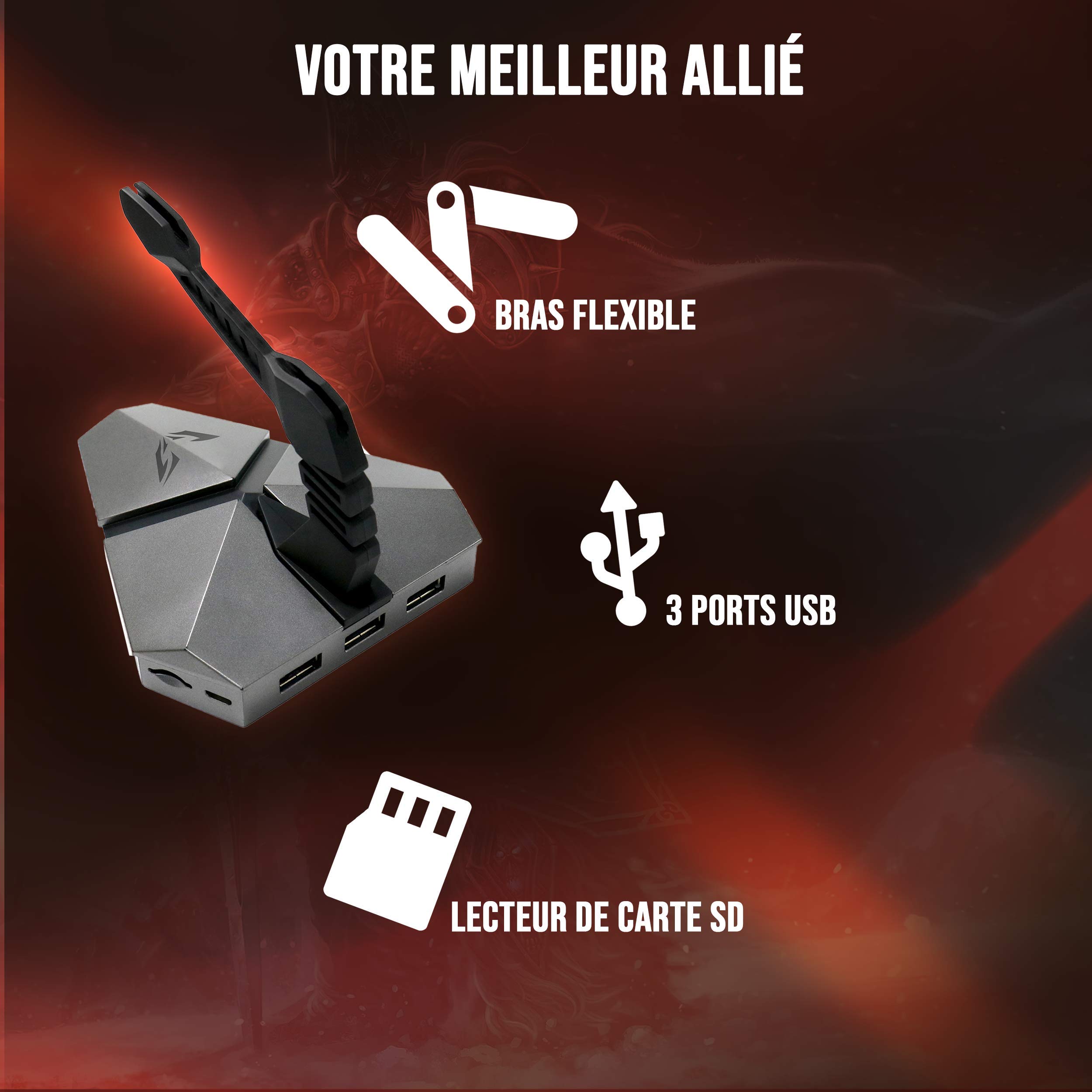 WE GAMIUM Bungee HUB USB 3 ports noir lecteur micro SD