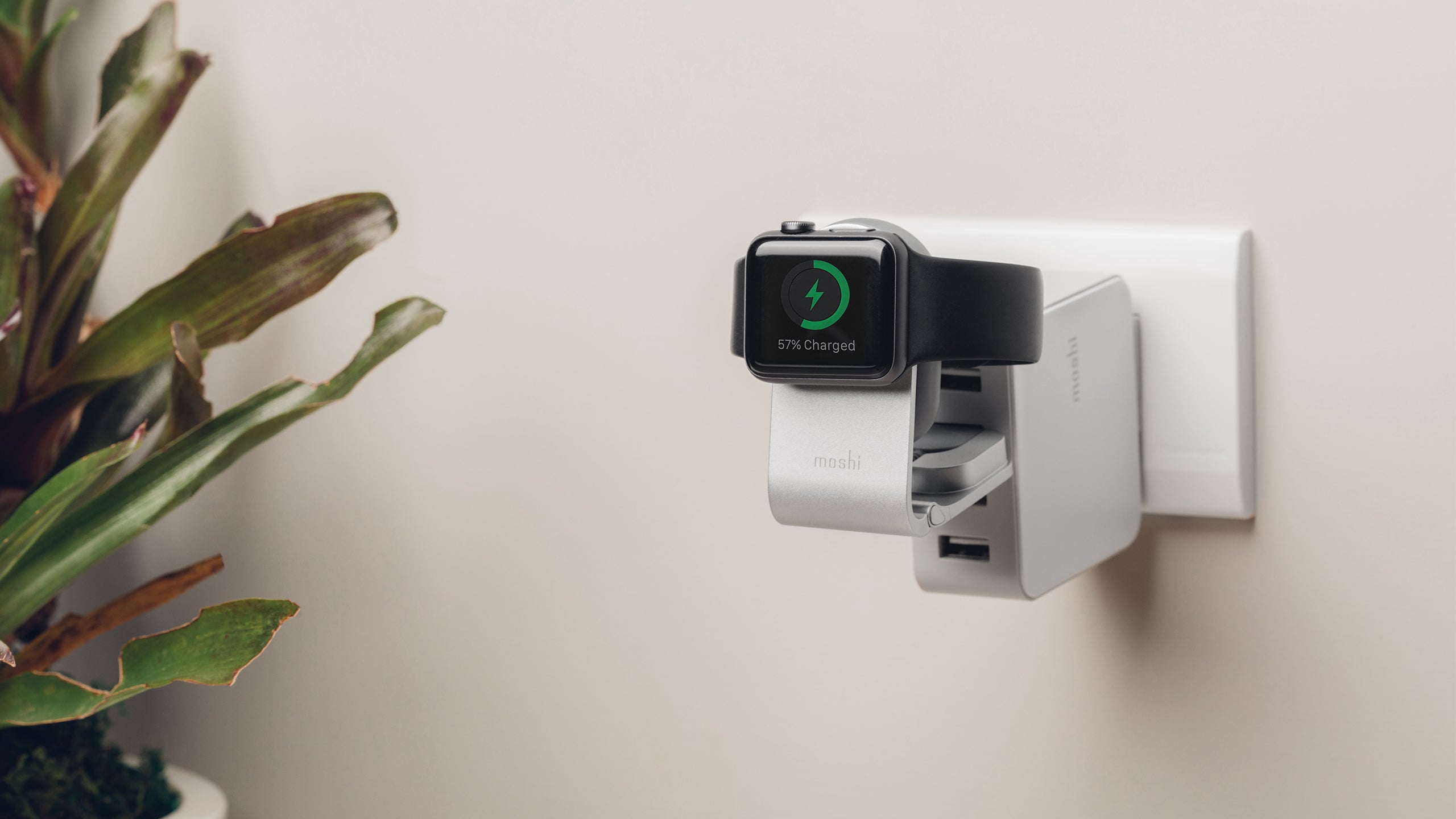 Moshi Chargers Flekto Compact Folding support de charge Apple Watch argent