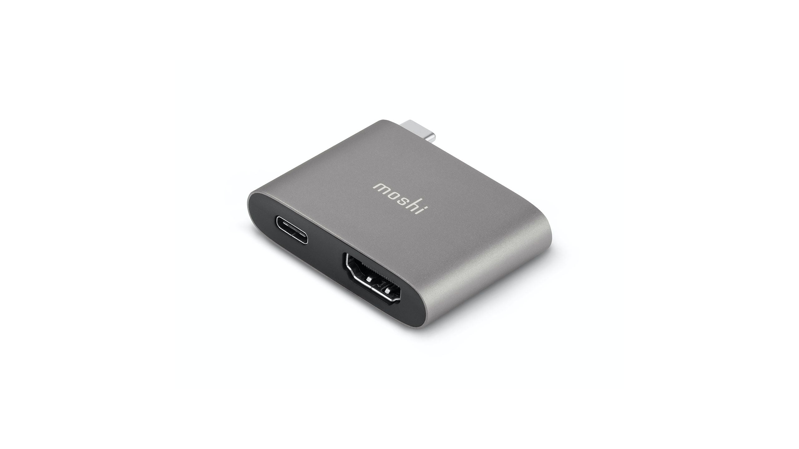 MOSHI Cables and Adapters Compact USB-C to HDMI Adapter with USB PD Pass-Through Charging adaptateur HDMI gris titane 4K