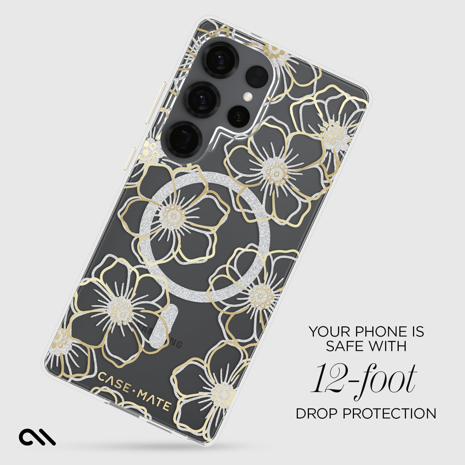 CASE-MATE Phone Cases Floral Gems coque Galaxy S25 Ultra, Floral Gems, protection 12 pieds