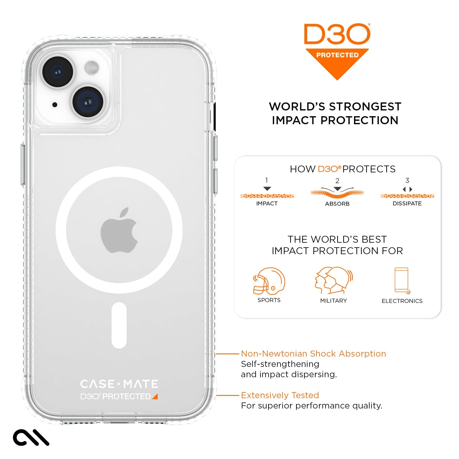 CASE-MATE Tough D3O® Clear MagSafe iPhone 15 Plus coque transparente