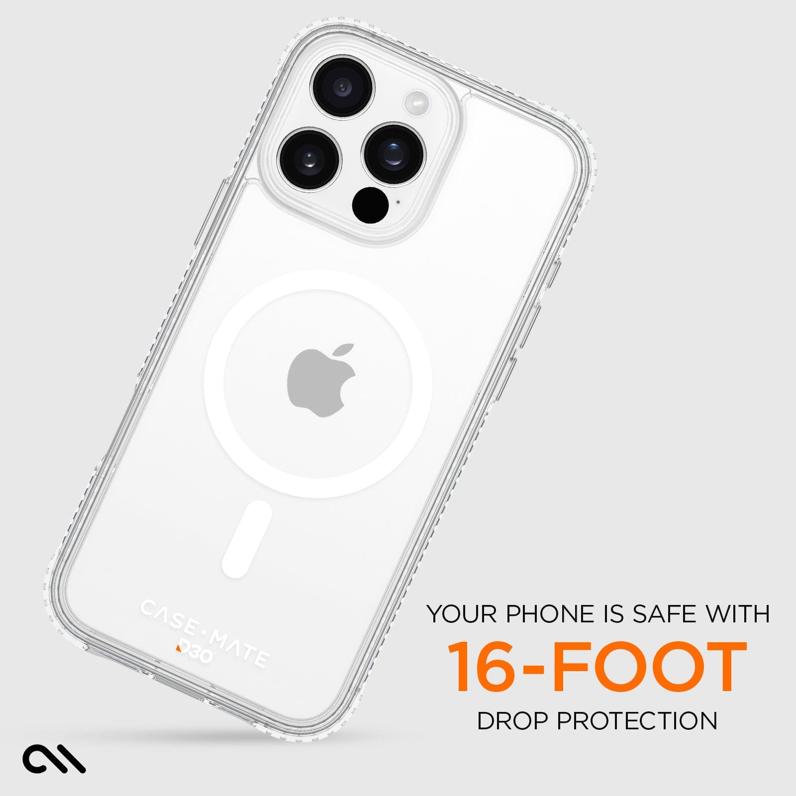 CASE-MATE Phone Cases Tough D3O® Clear MagSafe coque iPhone 16 Pro Max transparente antichoc