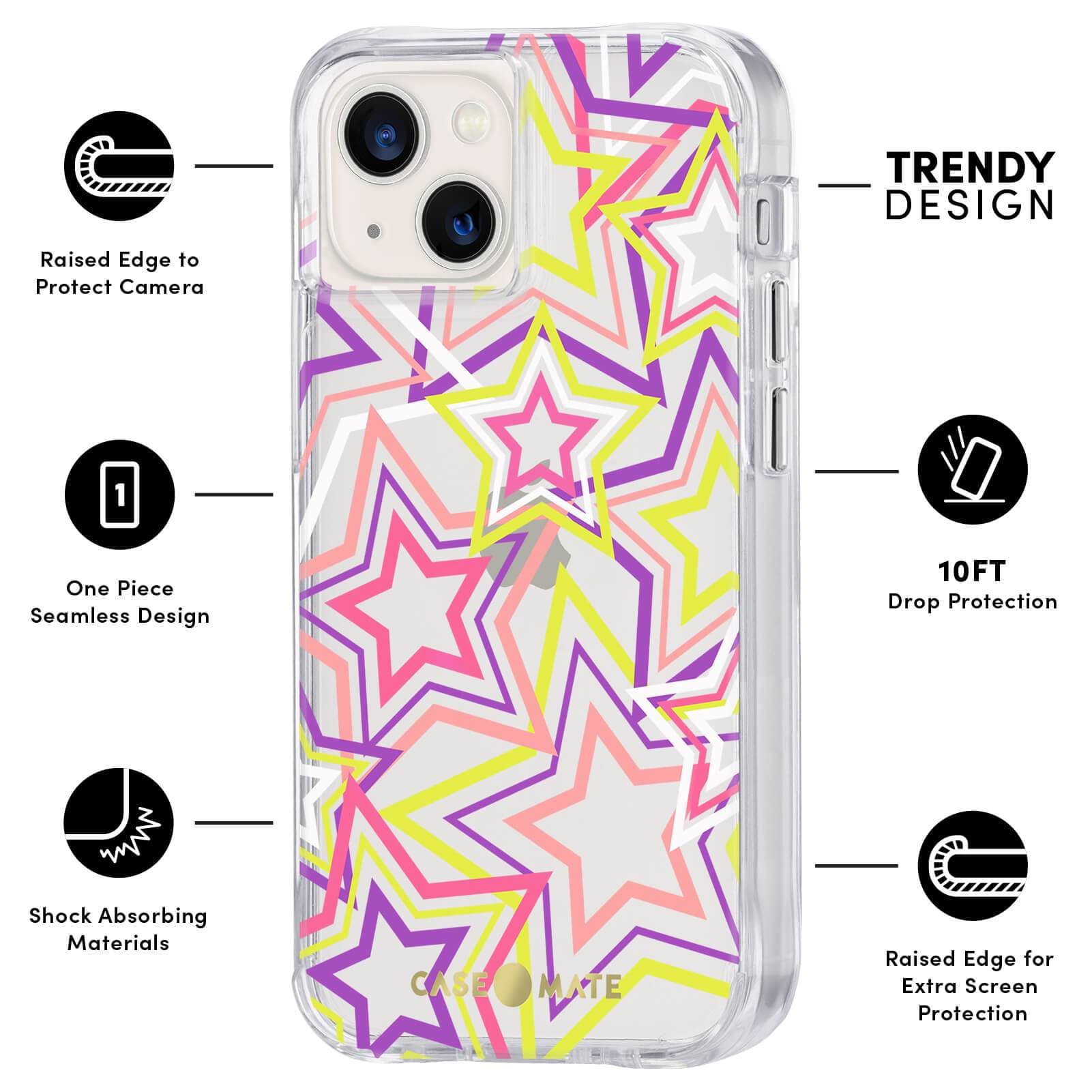 CASE-MATE Phone Cases Neon Stars iPhone 13 coque étoiles multicolore