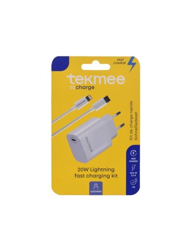 Tekmee Kits de charge rapide kit iPhone 20 W USB-C avec câble Lightning