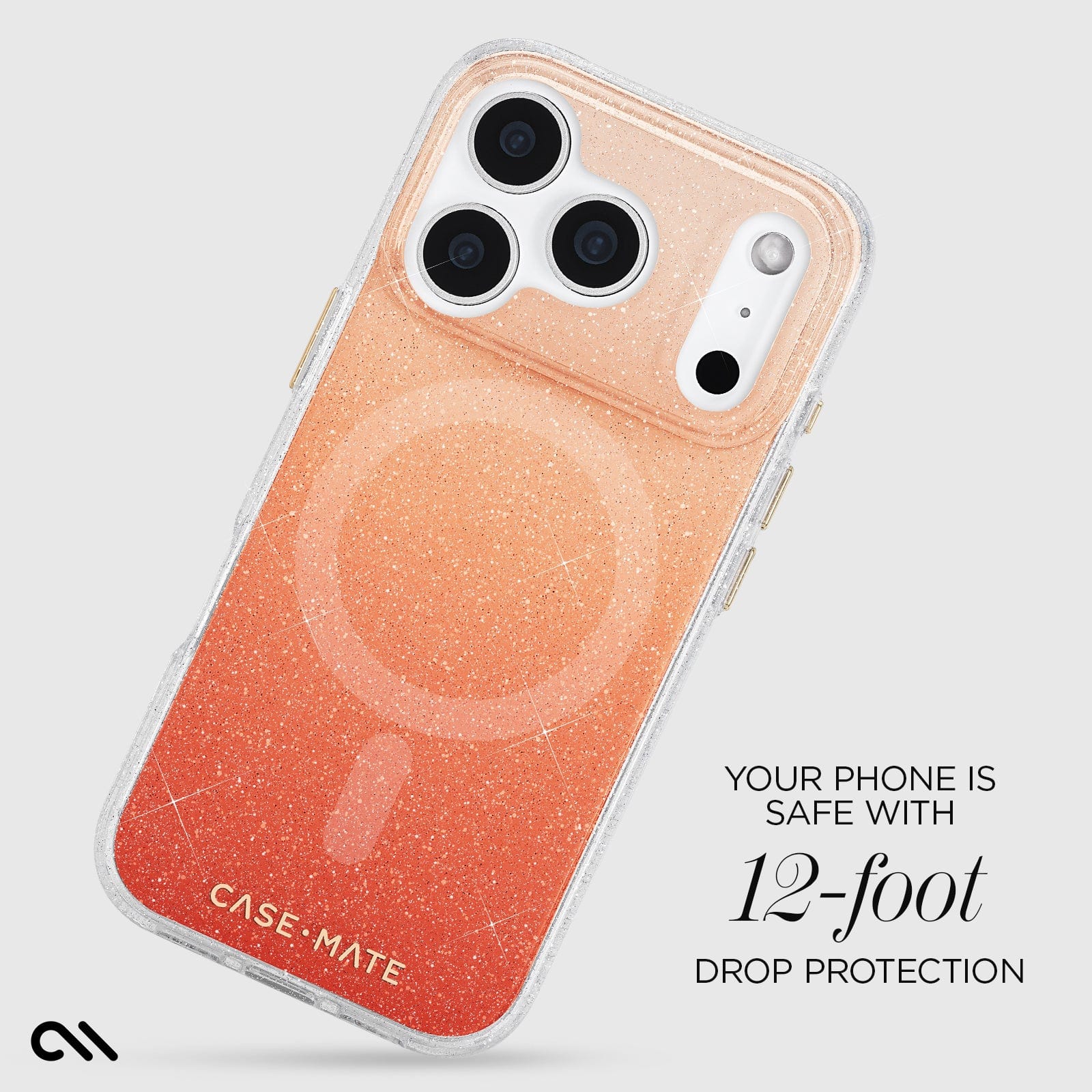 CASE-MATE coque iPhone 17 Pro Sheer Twinkle Orange Ombré MagSafe