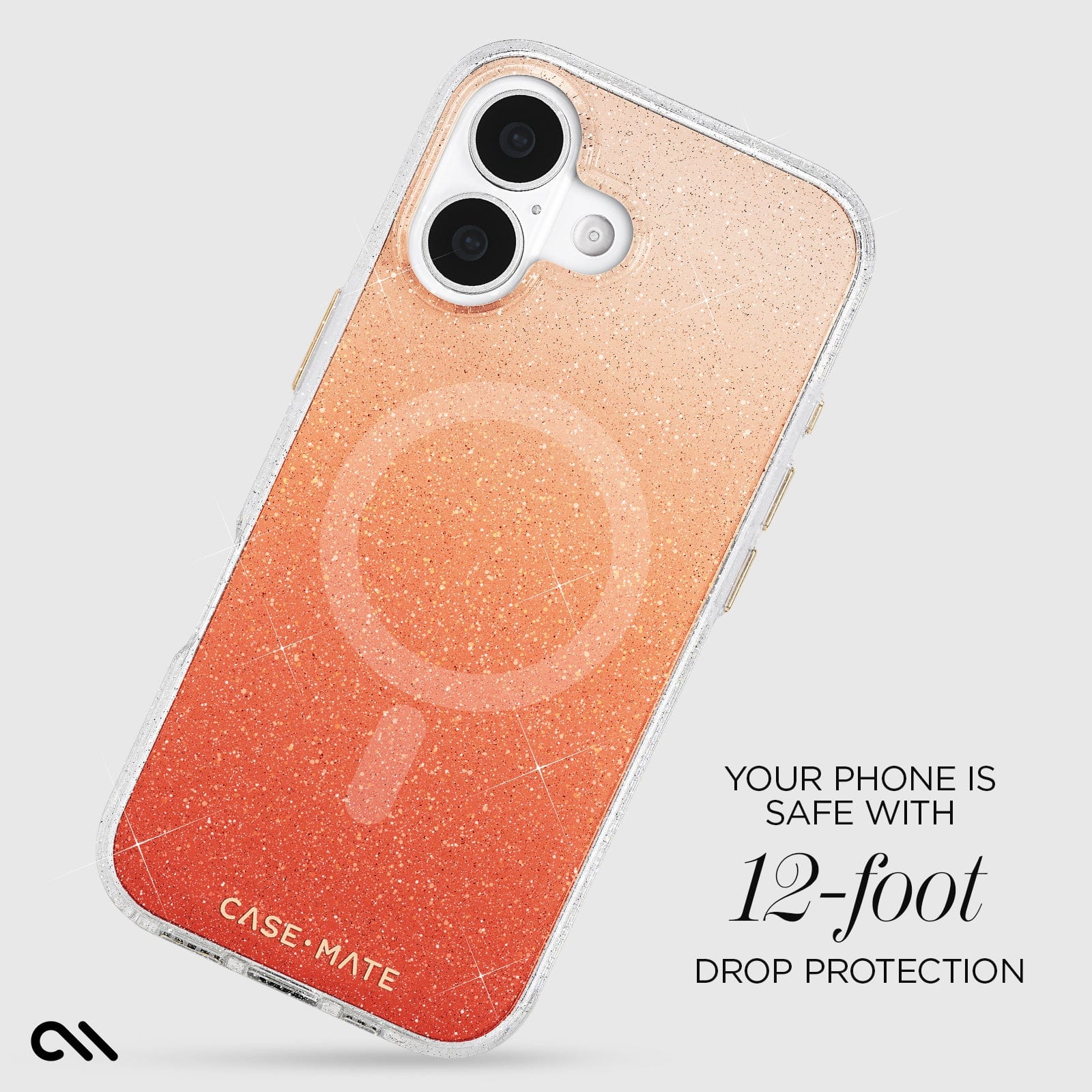 CASE-MATE Phone Cases Sheer Twinkle iPhone 17 coque orange ombré MagSafe