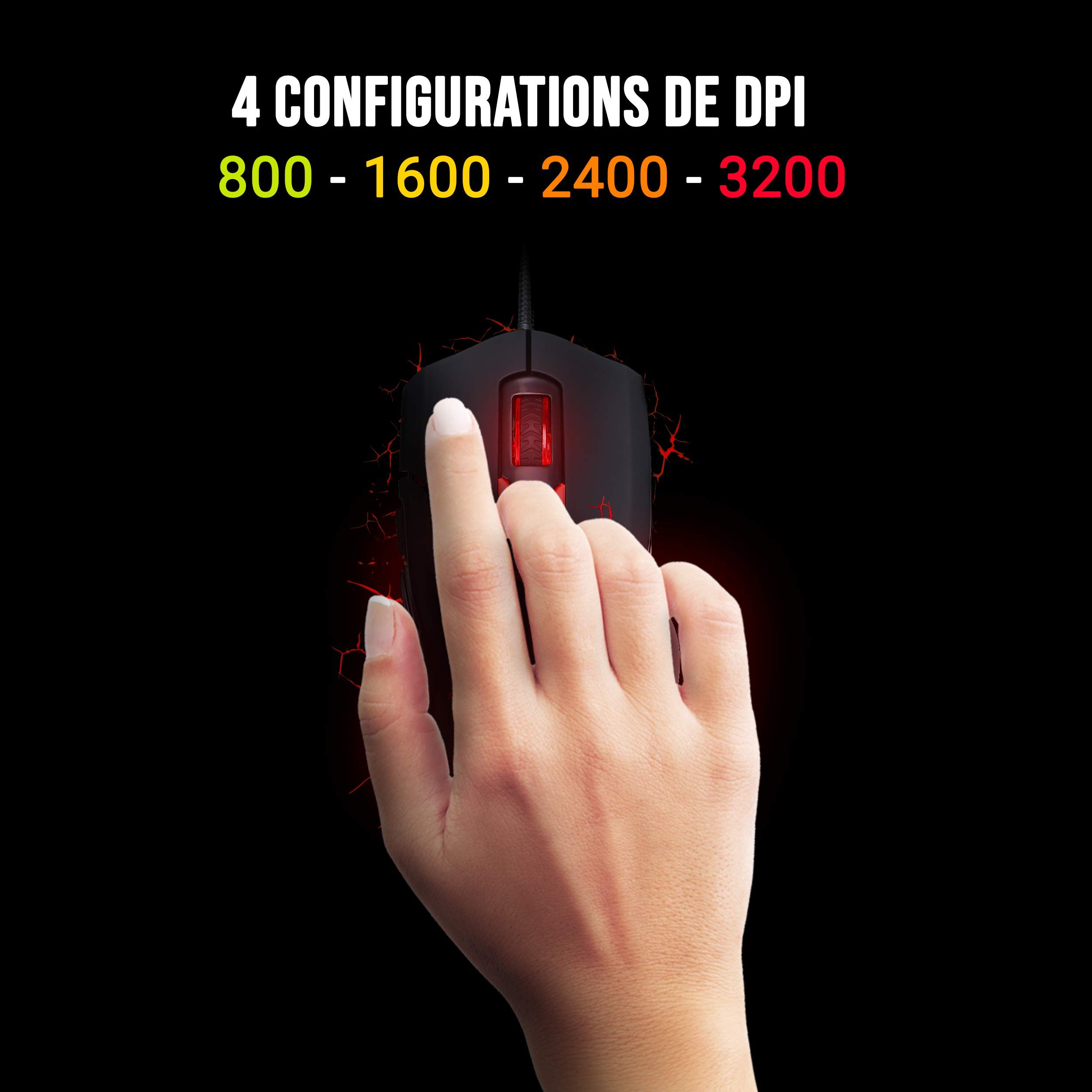 WE GAMIUM souris gamer 3200 DPI 8 boutons filaire