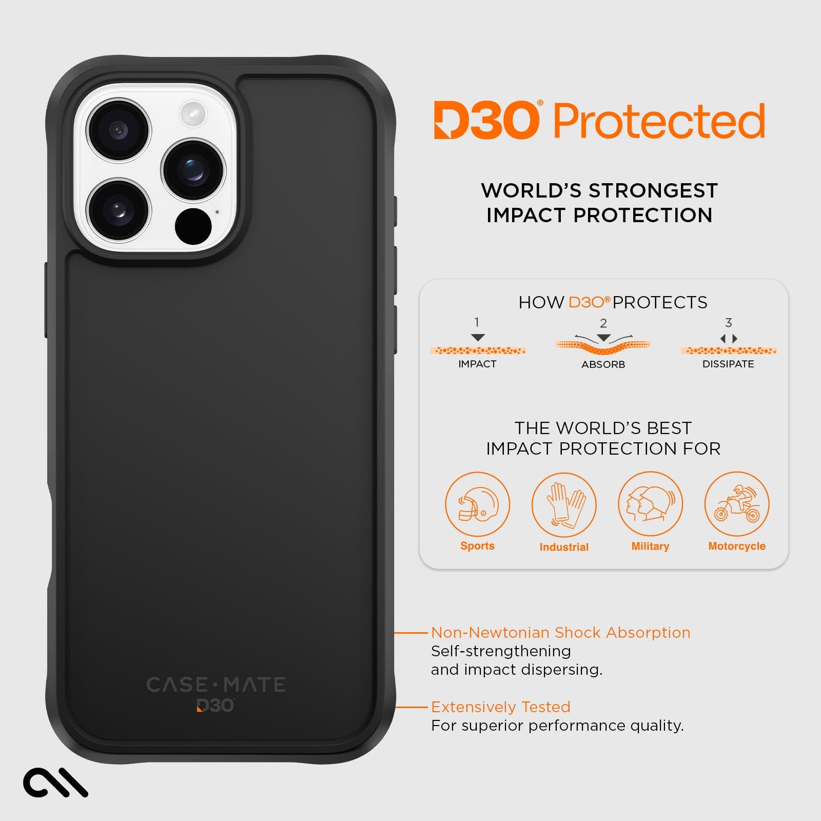 CASE-MATE Tough D3O Black MagSafe iPhone 16 Pro Max coque noire