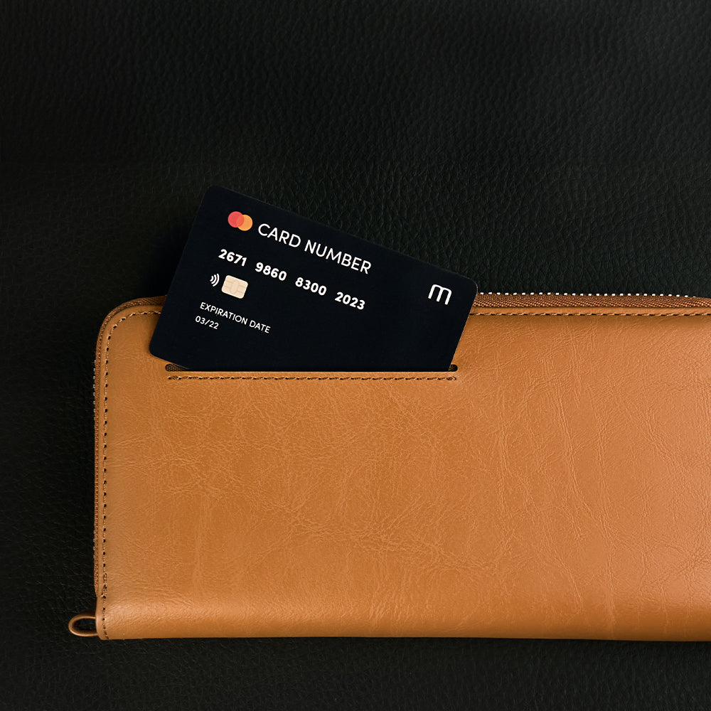 Moshi Wallets Folia Zip-Around Long Wallet portefeuille long zippé noir ardoise et caramel