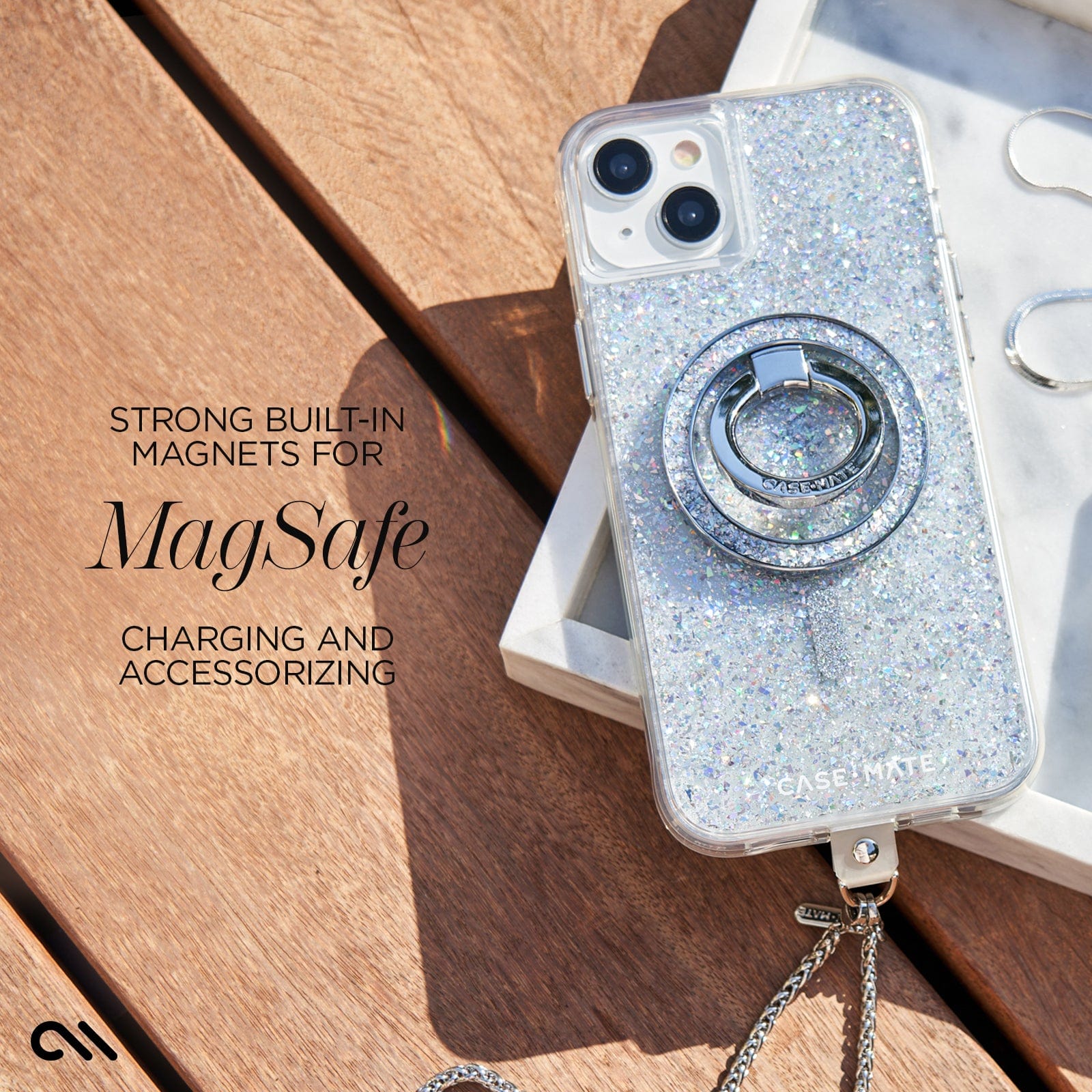 CASE-MATE Phone Cases Twinkle Disco MagSafe coque iPhone 15 pailletée