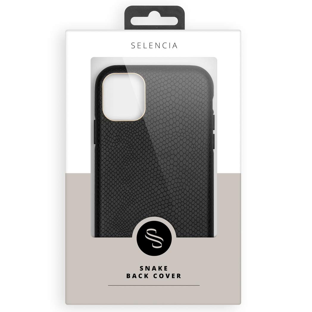 SELENCIA Coque arrière Gaia pour iPhone 11 Pro, noire, aspect serpent