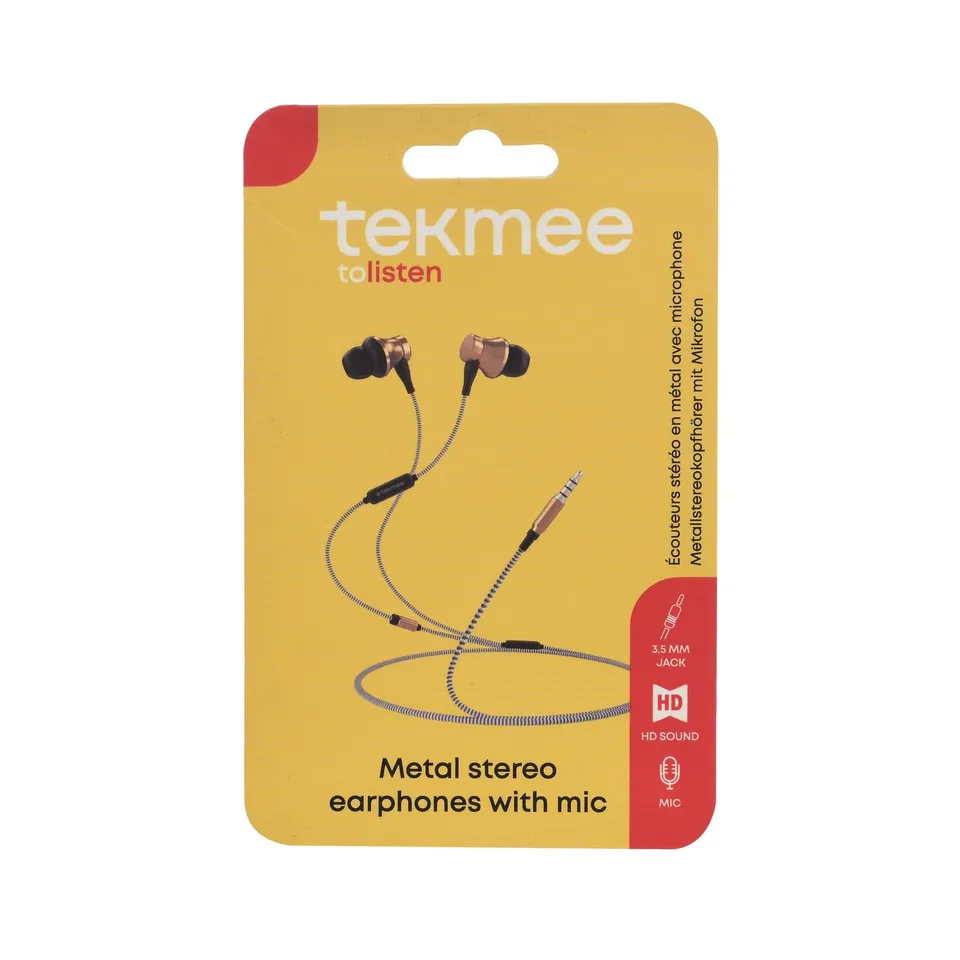 Tekmee Écouteurs intra-auriculaires filaires avec microphone jack 3,5 mm