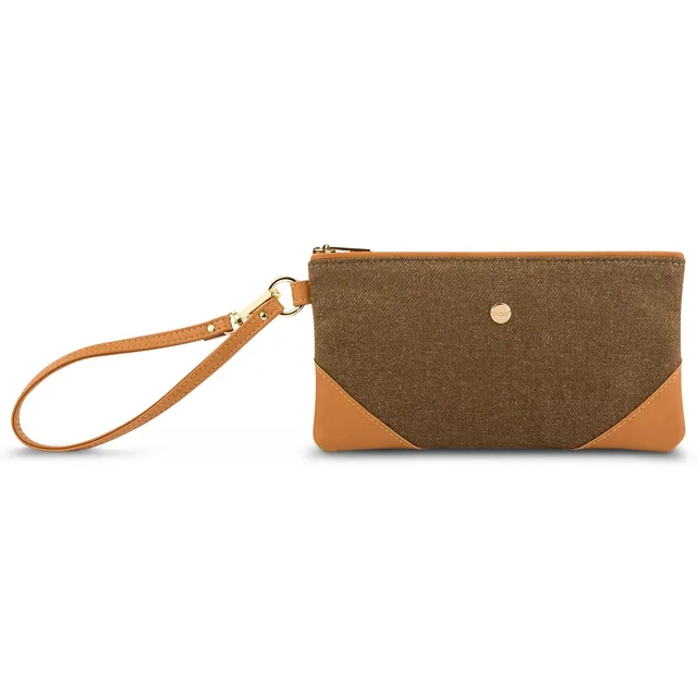 Moshi Bags Wristlet Clutch pochette bracelet marron vintage