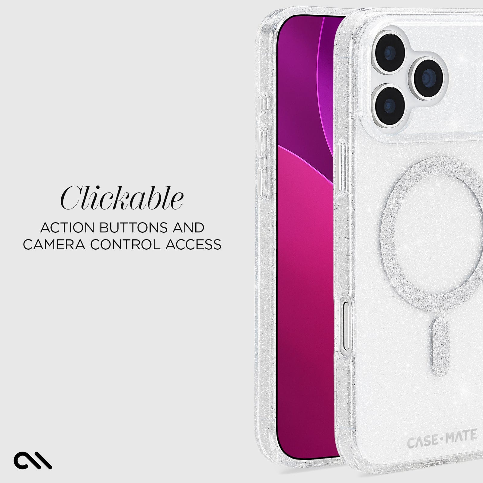 CASE-MATE Phone Cases Sheer Twinkle Silver MagSafe coque iPhone 17 Pro Max argent