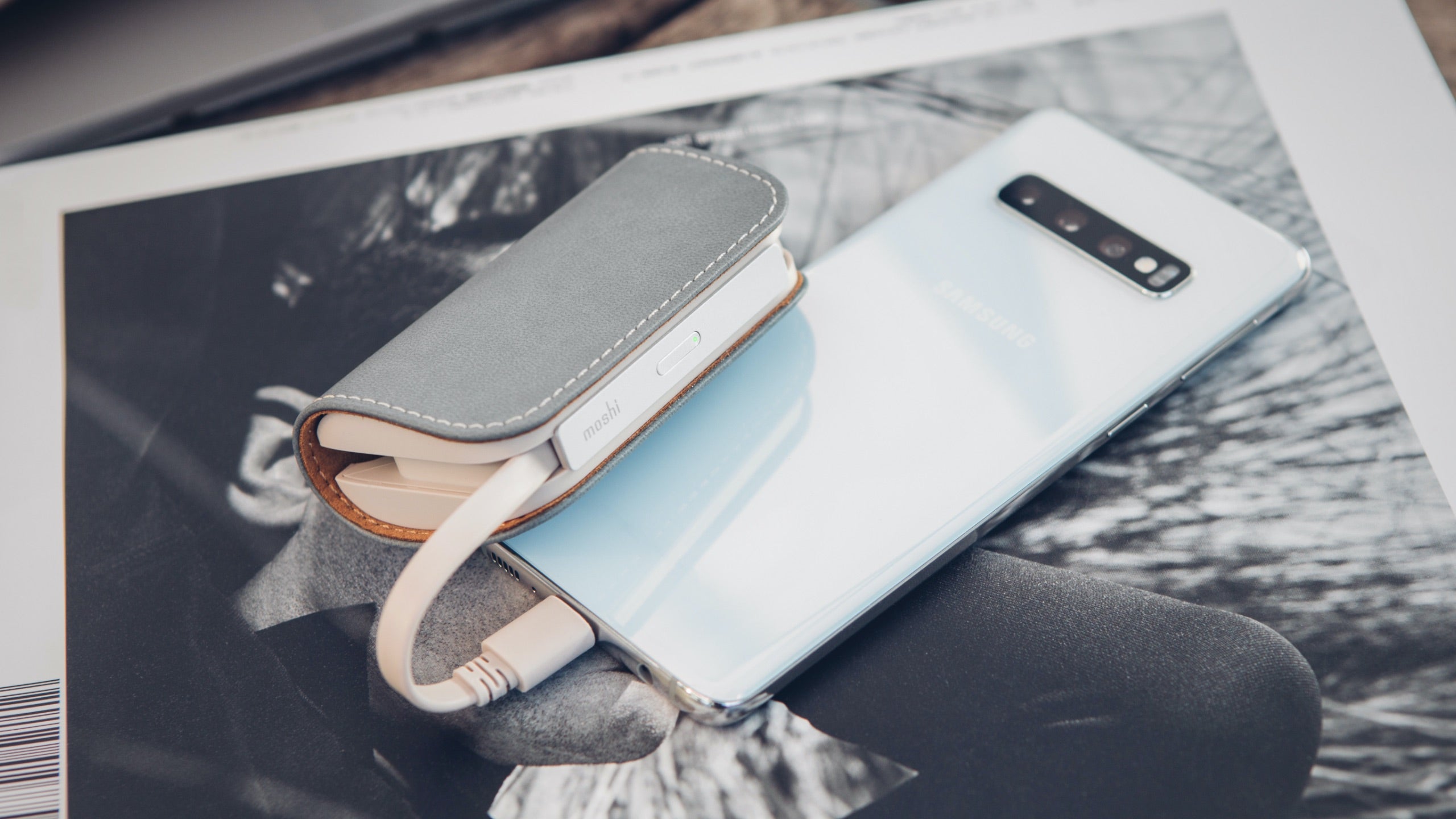 Moshi Chargers IonGo 5K Duo batterie externe 5 000 mAh gris, câbles intégrés