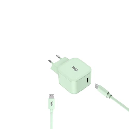 WE WE POP Pack chargeur secteur USB-C + câble USB-C/Lightning vert 20 W
