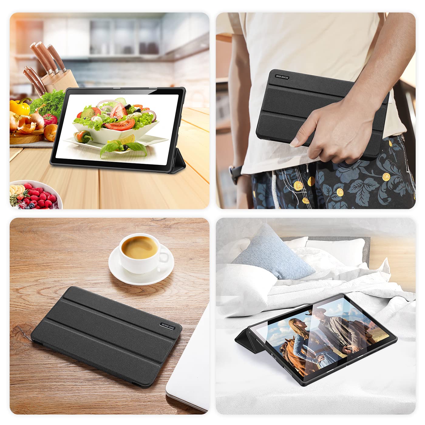 Dux Ducis Domo Series coque Samsung Galaxy Tab A8 10,5 pouces noire avec support