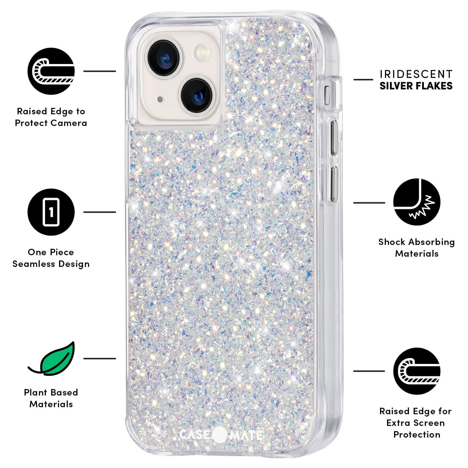 CASE-MATE Twinkle Stardust iPhone 13 mini coque argentée pailletée