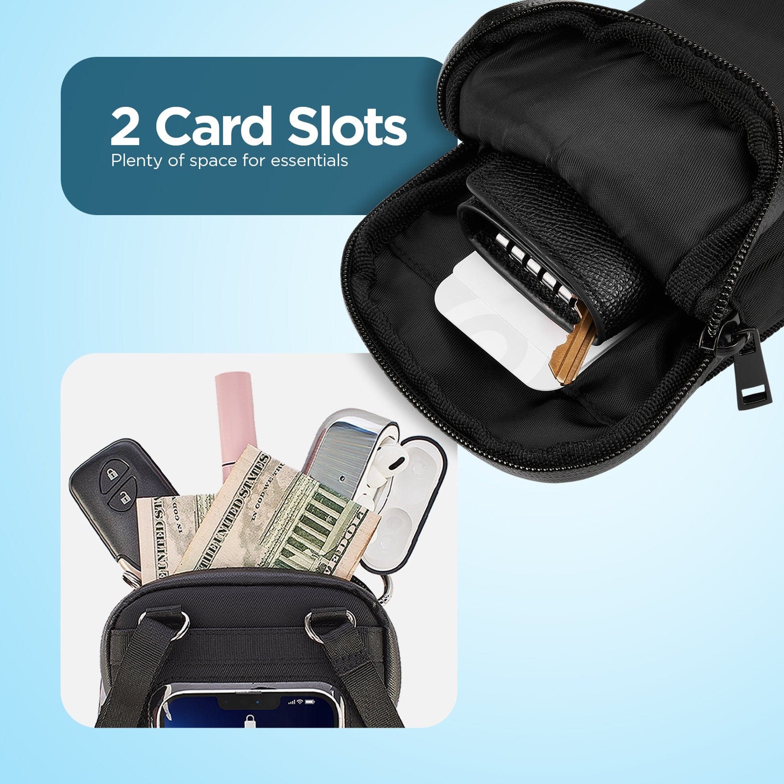 CASE-MATE Phone Crossbody Phone Pouch pochette téléphone noire bandoulière