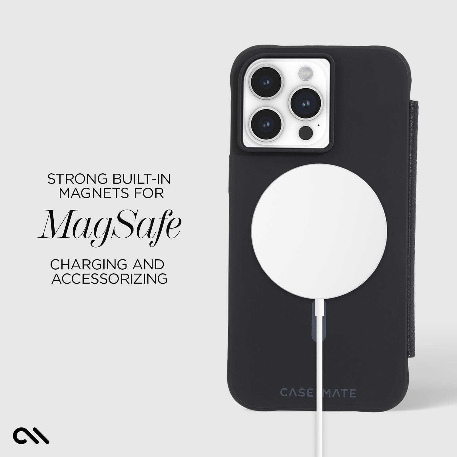 CASE-MATE Phone Cases Wallet Folio MagSafe coque iPhone 15 Pro Max noire