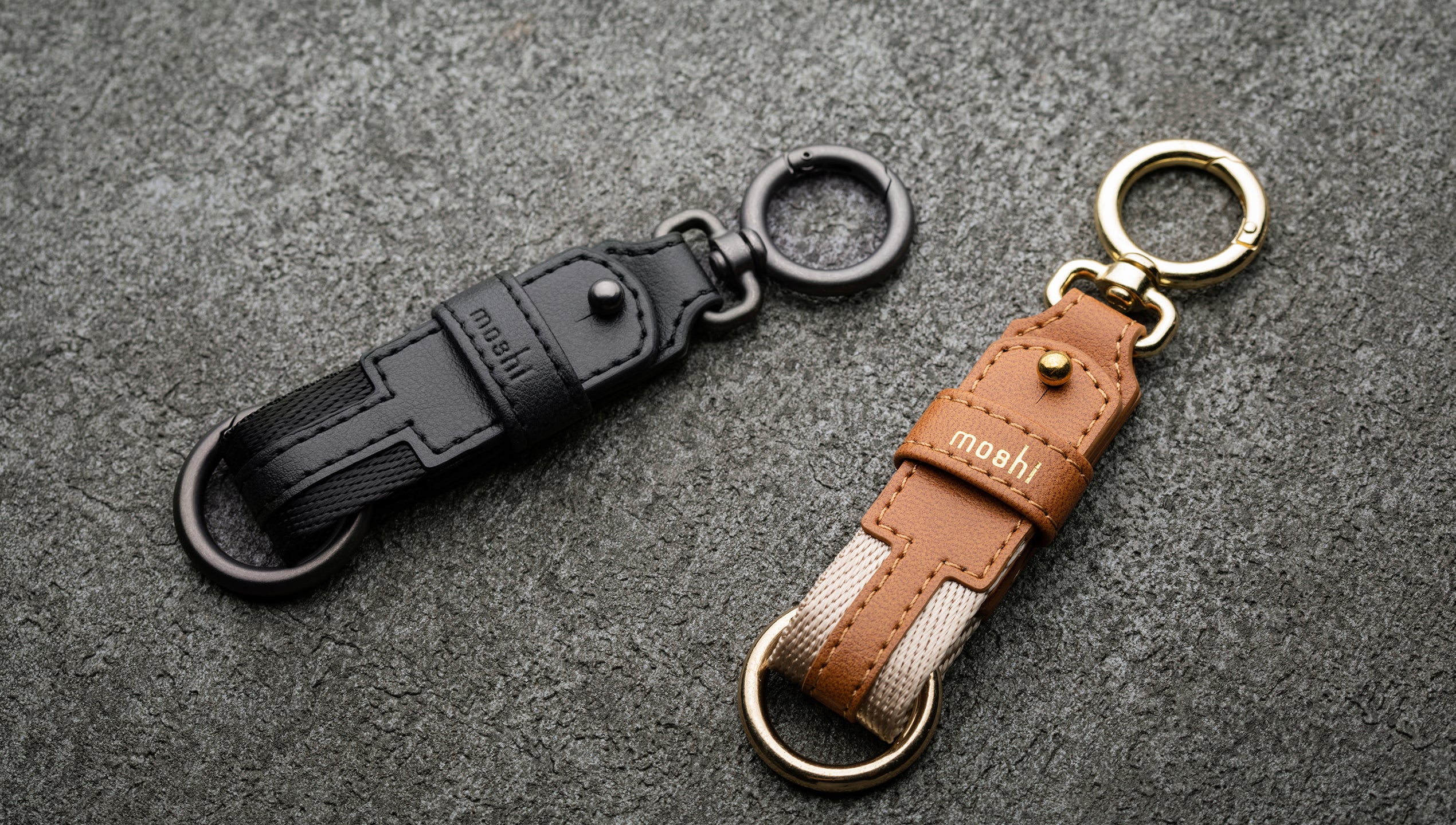 MOSHI Card Holders and Keychains Vegan Leather Key Ring porte-clés Noir ardoise