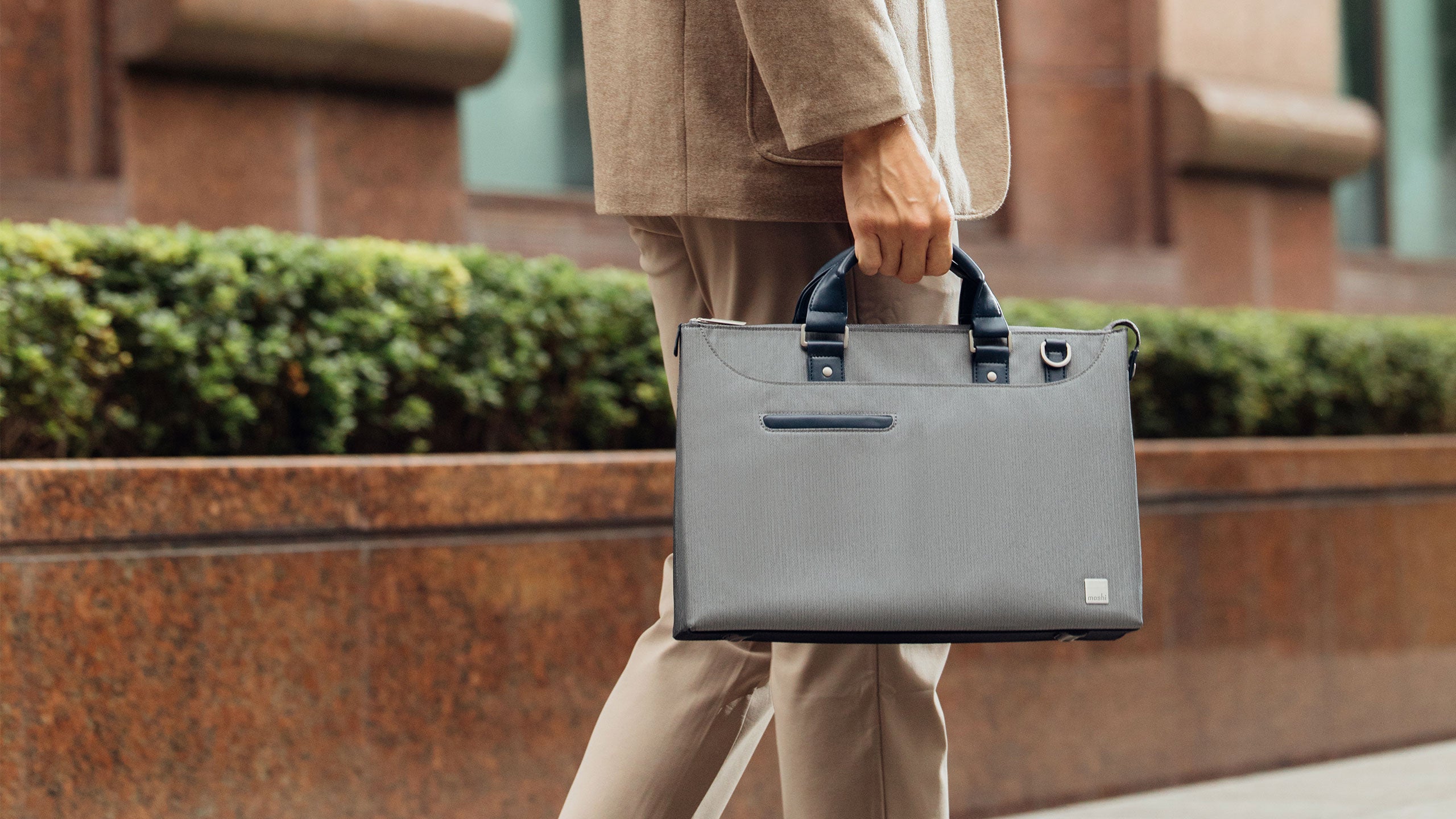 Moshi Bags Urbana Lite Slim Laptop Briefcase sacoche ordinateur 13 pouces Herringbone Blue