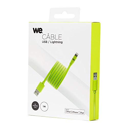 WE Cables câble USB Lightning plat 1 m vert en silicone