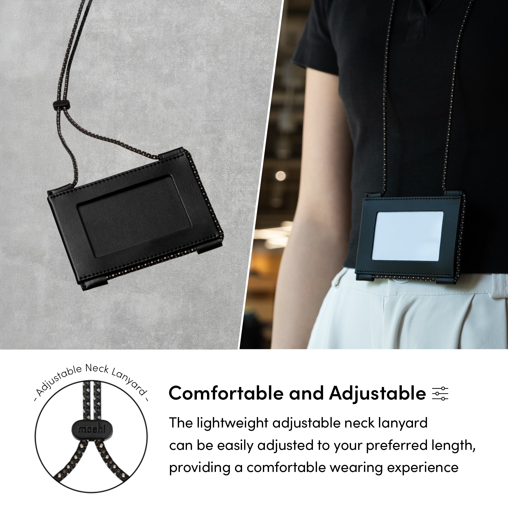 Moshi Card Holders and Keychains Dual-Sided Vertical & Horizontal Badge/ID Holder porte-badge