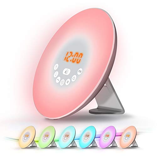 WE Audio radio-réveil lumineux LED tactile 7 couleurs avec simulateur d’aube