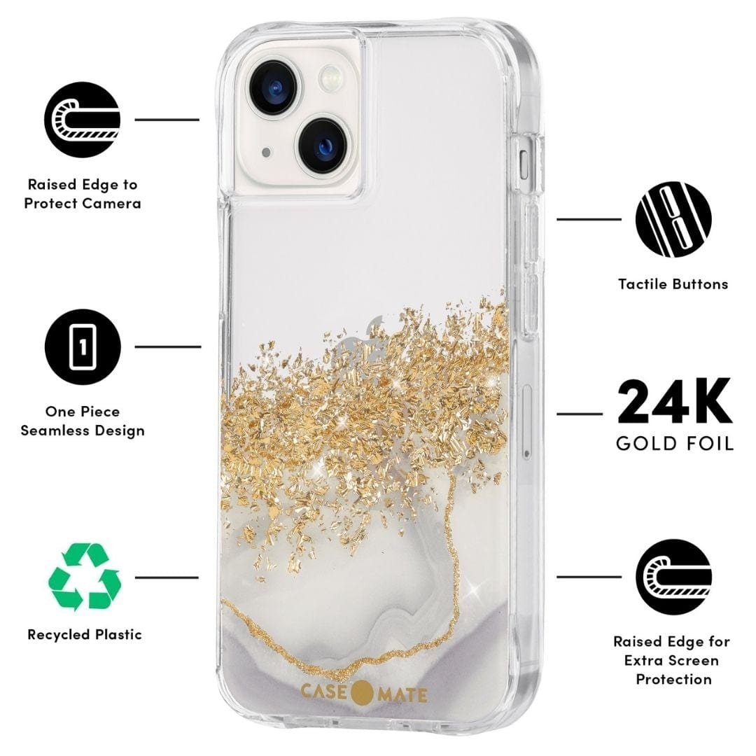 CASE-MATE Karat Marble coque iPhone 13 marbre doré antichoc