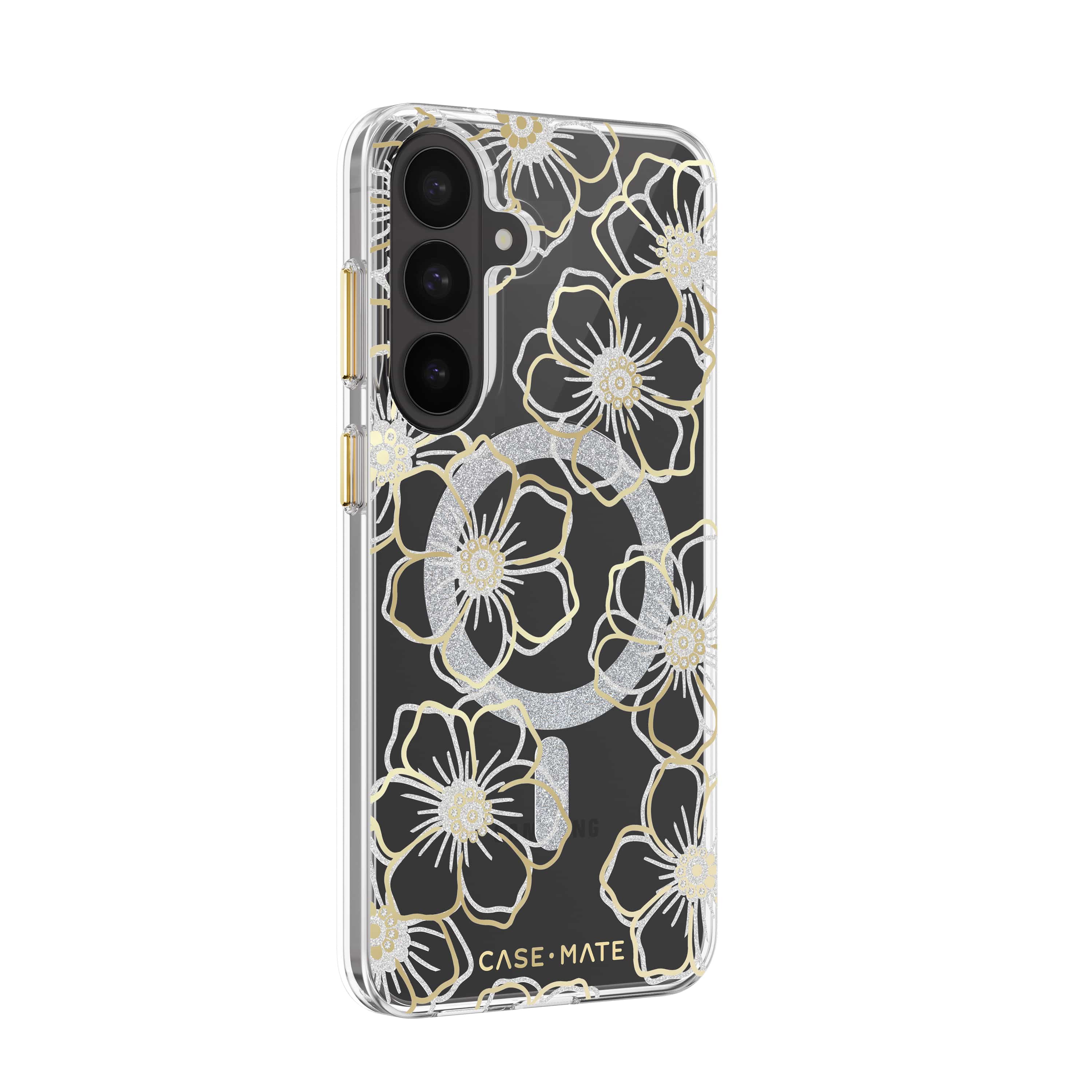 CASE-MATE Phone Cases Galaxy S26 FE coque Floral Gems, Sheer Twinkle Silver