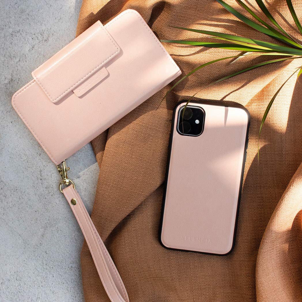 SELENCIA Étui à rabat Surya coque iPhone 11 Pro rose 4 cartes RFID