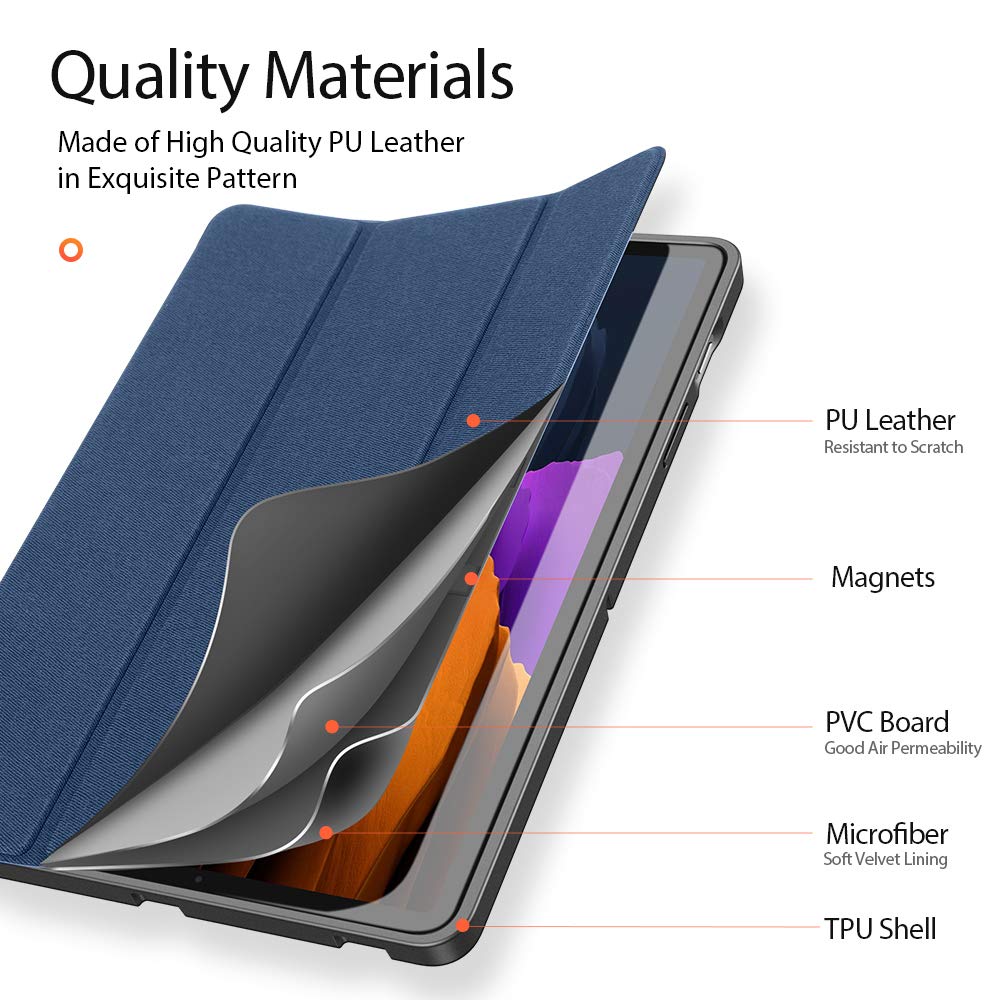 Dux Ducis Domo Series étui Tab S8+ S7 FE S7+ bleu support