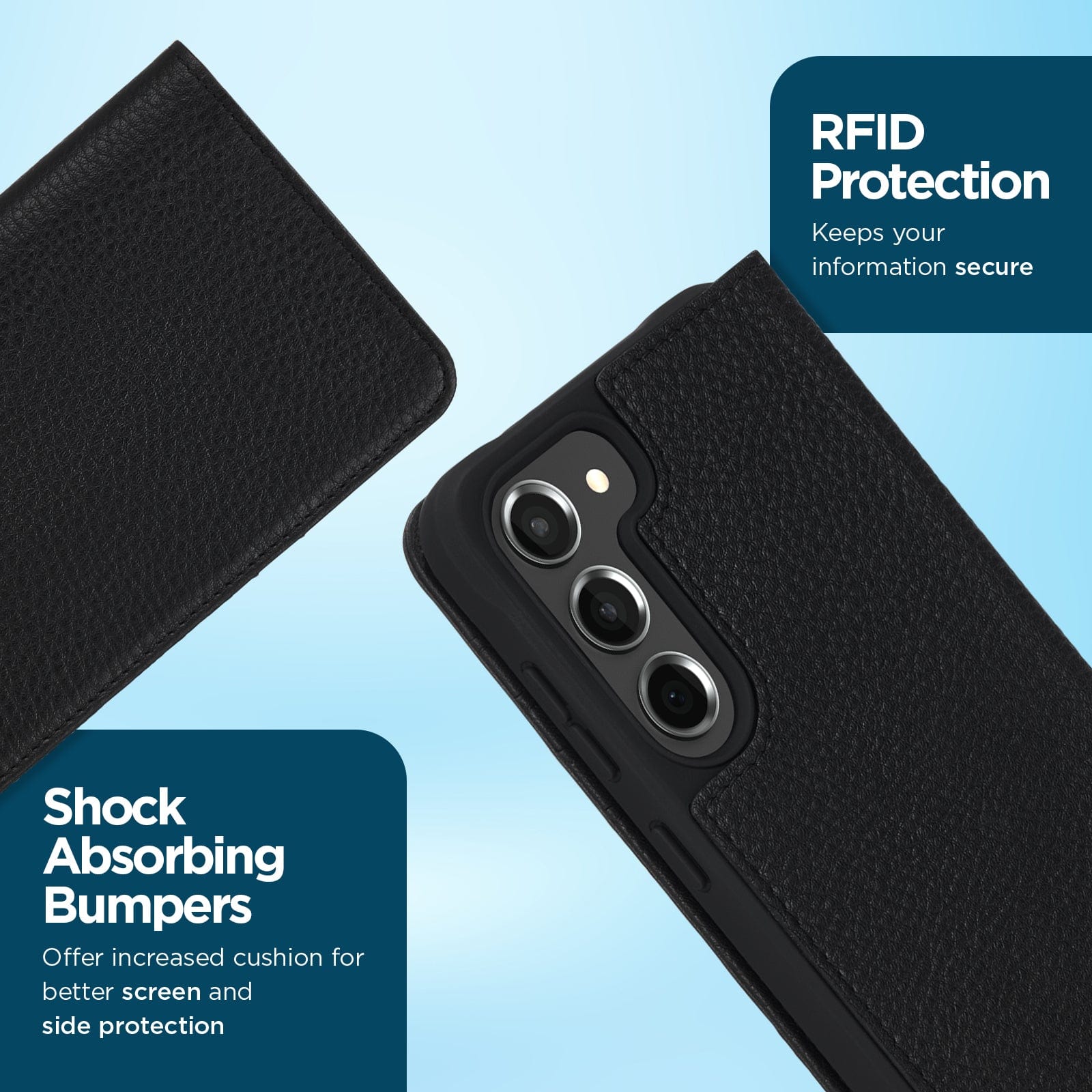 CASE-MATE Phone Cases Wallet Folio Galaxy S23 coque portefeuille noire en cuir