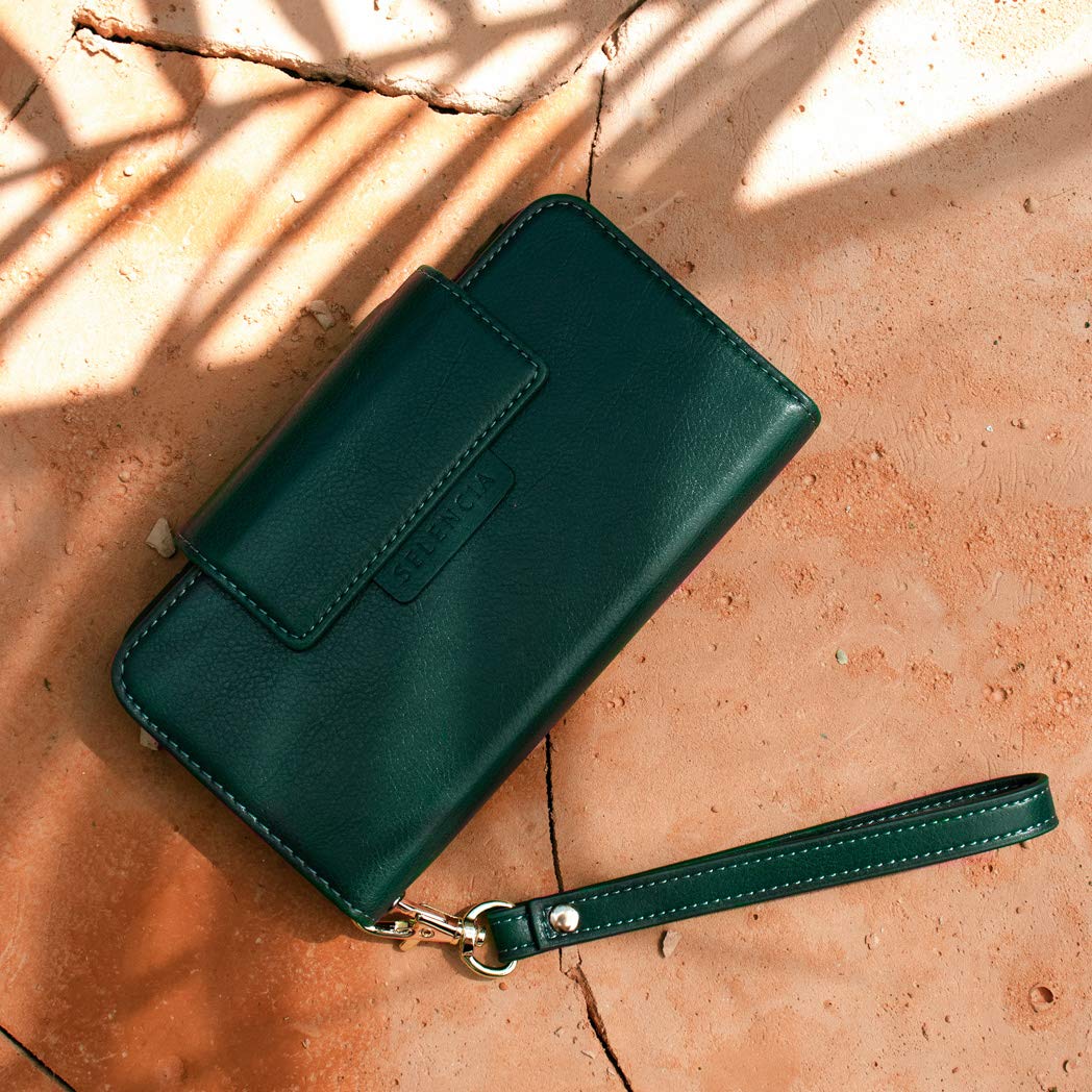 SELENCIA Étui à rabat Surya Galaxy A51/iPhone 11 vert 4 cartes