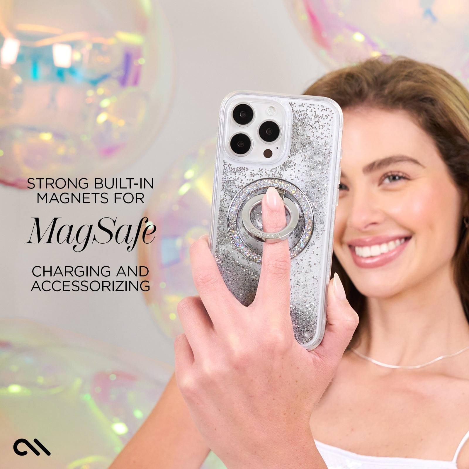 CASE-MATE Phone Cases Waterfall Silver MagSafe coque iPhone 16 Pro argent