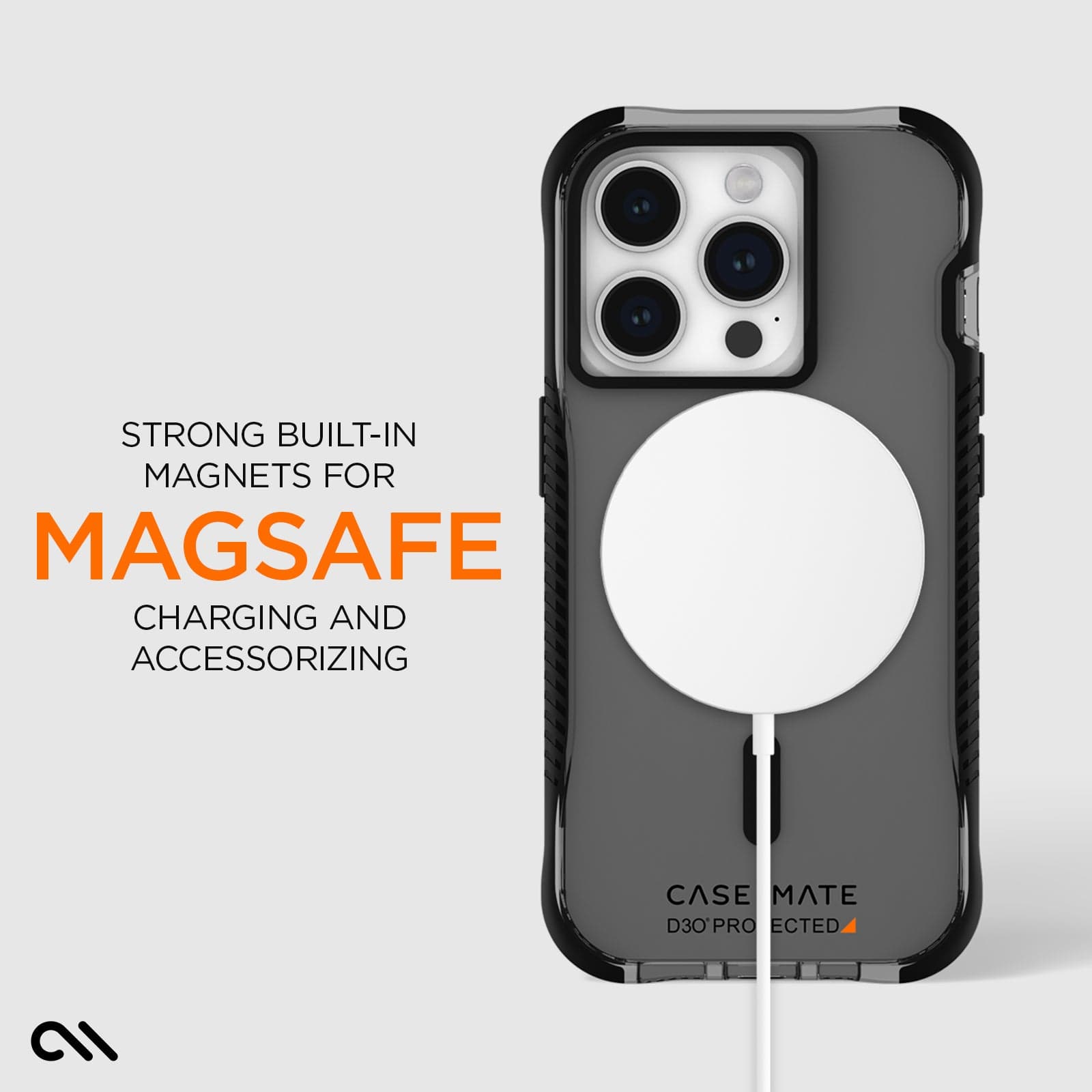 CASE-MATE Phone Cases Tough Grip D3O® Black MagSafe coque iPhone 15 Pro noire