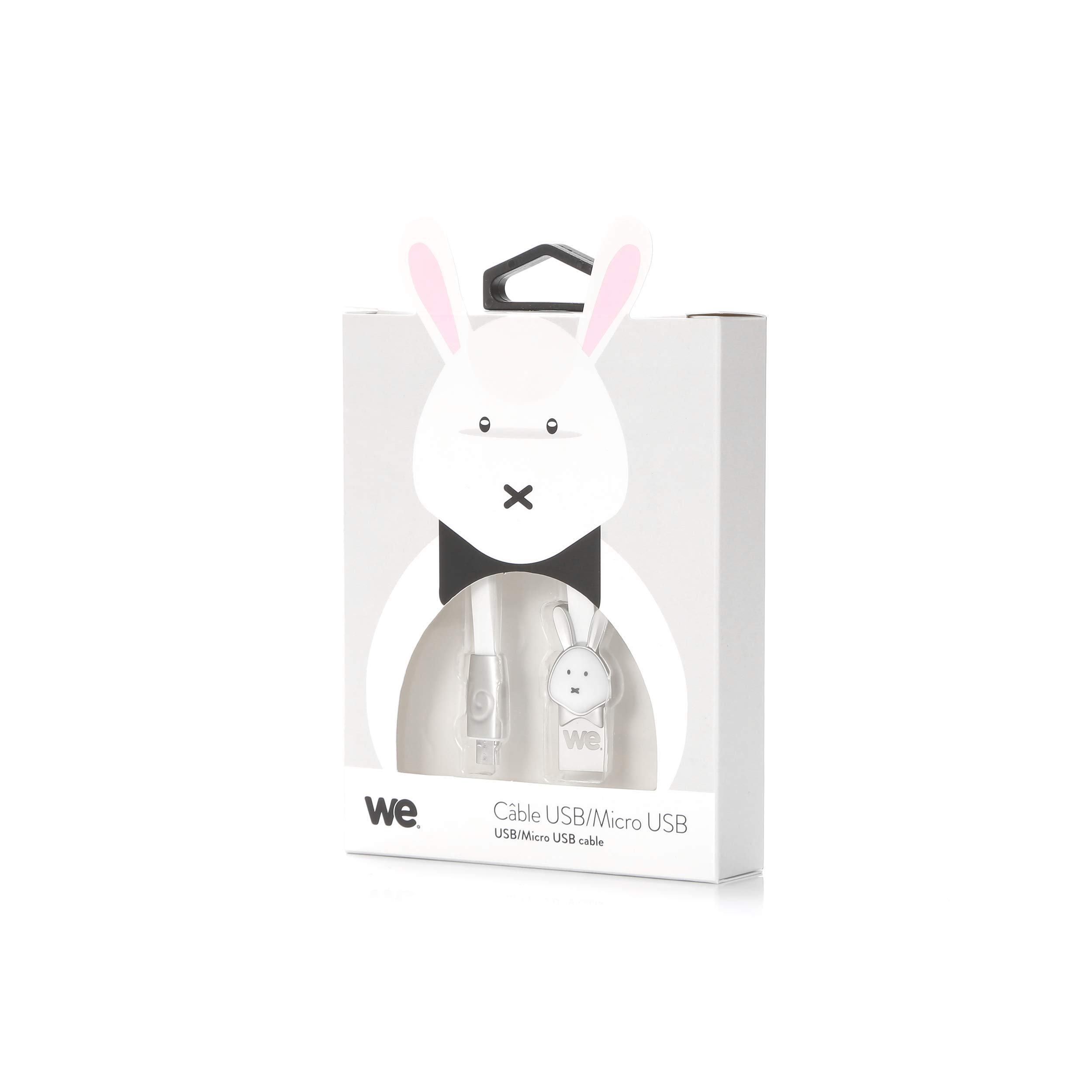 WE Cables Lapin câble micro USB plat 1,2 m blanc