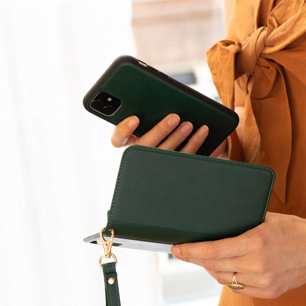 SELENCIA Étui à rabat Surya Galaxy A51/iPhone 11 vert 4 cartes
