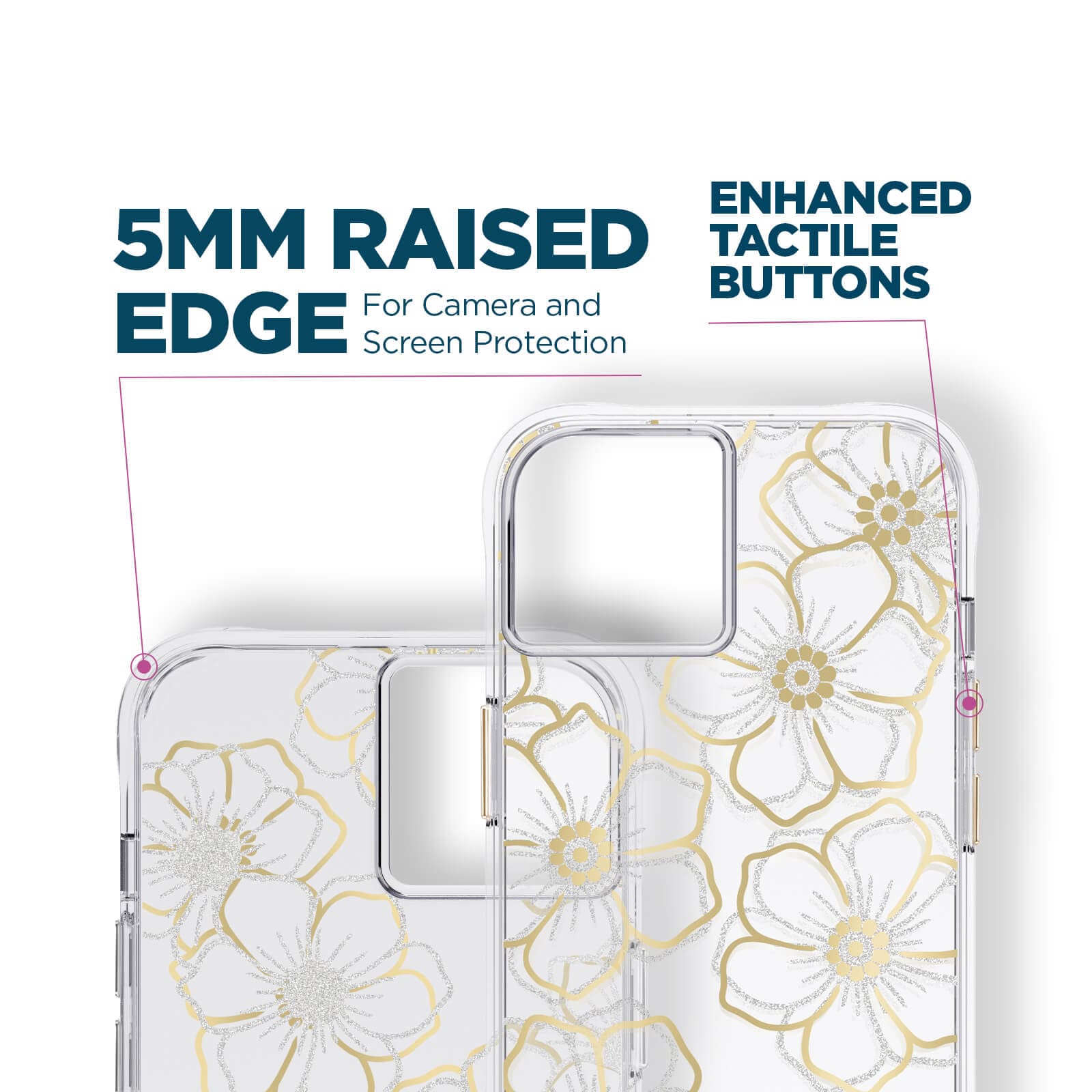 CASE-MATE Phone Cases Floral Gems coque iPhone 14 Plus dorée strass